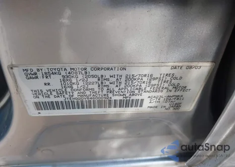 2004 Toyota Rav4 z USA, uszkodzony, nr VIN JTEHD20V846000924